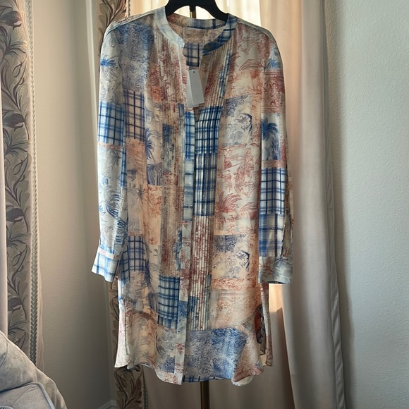 $498 NEW TORY BURCH Silk Patchwork shirt dress 8 - Picture 3 of 14